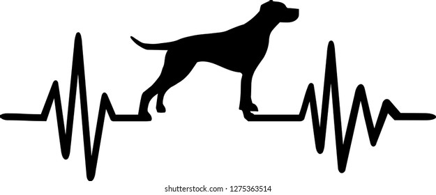 Heartbeat pulse line with English Pointer dog silhouette