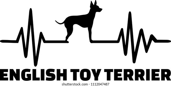 Heartbeat pulse line with English toy terrier dog silhouette