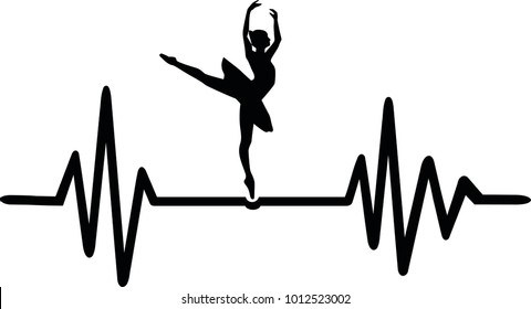 Heartbeat pulse line with female ballet dancer 