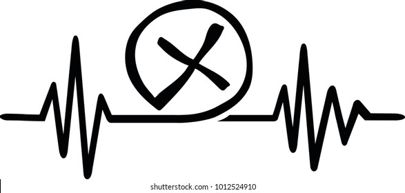 Heartbeat pulse line with geocaching sign