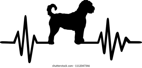 Heartbeat pulse line with Goldendoodle dog silhouette