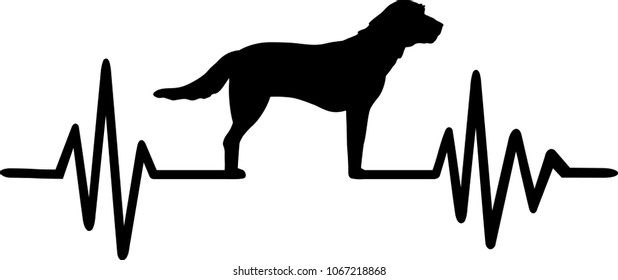 Heartbeat pulse line with Griffon dog silhouette
