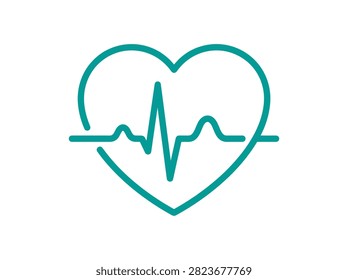 Heartbeat pulse line with heart shape icon for medical and healthcare concept