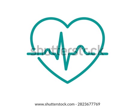 Heartbeat pulse line with heart shape icon for medical and healthcare concept