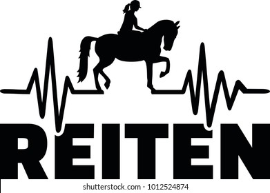 Heartbeat pulse line with horse and equestrian 