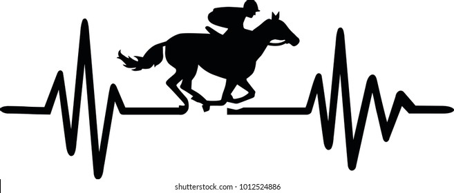 Heartbeat pulse line with horse and jockey