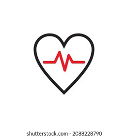 heartbeat pulse line icon, simple medical signage