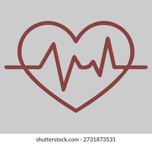 Heartbeat pulse line inside heart icon