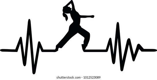 Heartbeat pulse line with jazz dancer