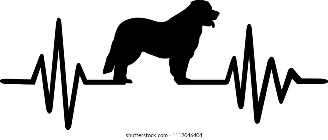 Heartbeat pulse line with Leonberger dog silhouette