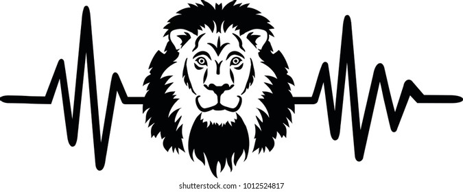 Heartbeat pulse line with lion face 