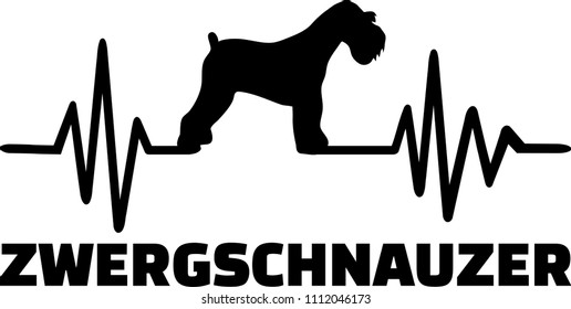 Heartbeat pulse line with Miniature Schnauzer dog silhouette german