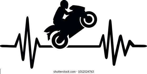 Heartbeat Pulse Line With Motorbike Stunt Driver 