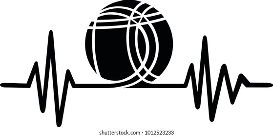 Heartbeat pulse line with petanque and boule ball