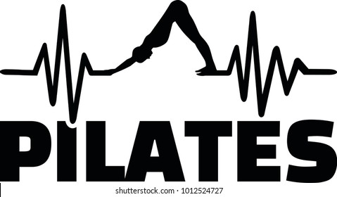 Heartbeat pulse line pilates with silhouette