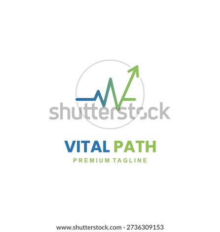 A heartbeat pulse line that transitions into an upward arrow, symbolizing medical progress, health growth, and vitality.