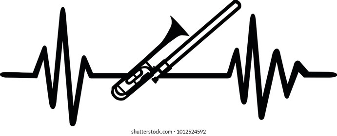 Heartbeat pulse line trombone with instrument 