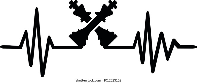 Heartbeat pulse line with two crossed chess figures