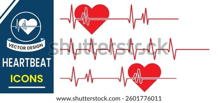 Heartbeat, pulse line vector, ECG, EKG cardiogram silhouette line icon. Heartbeat sign in flat design. Heart beat red graph icon. Heart beat wave. vector illustration. Heart beat cardiogram vector .