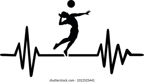 Herzschlag Pulslinie mit Volleyball