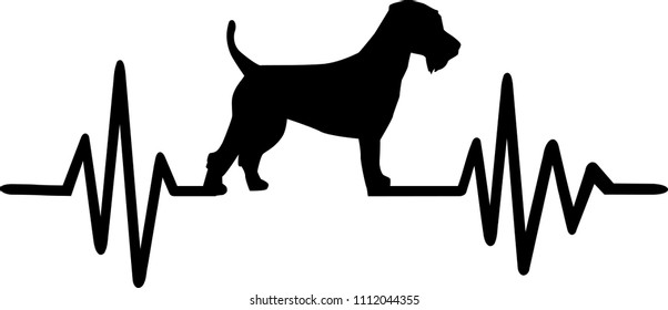 Heartbeat pulse line with Welsh Terrier dog silhouette