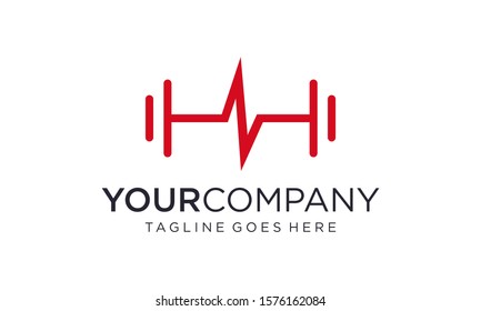 Heartbeat and pulse logo design concept on white background