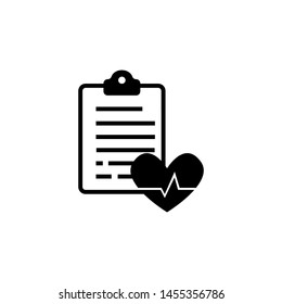 Heartbeat pulse and report icon on white background