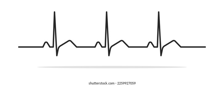 Heartbeat pulse, rhythm, Electrocardiogram, ECG, and EKG seamless signal line pattern isolated on a white background with editable stroke. Vector illustration