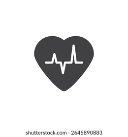 Icono sólido del pulso del corazón. icono del estilo del glifo del corazón con la forma de onda. Este ícono representa la salud cardiovascular y el monitoreo en formato de Vector.