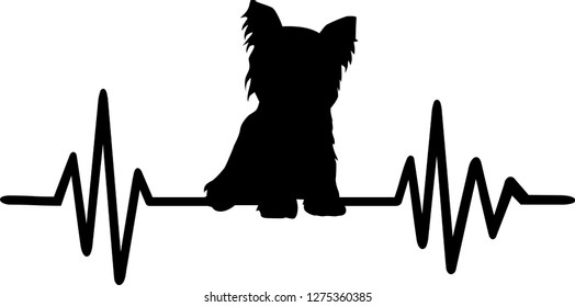 Heartbeat pulse with Yorkie dog silhouette