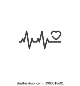Heartbeat rate line icon. linear style sign for mobile concept and web design. Heart cardiogram outline vector icon. Symbol, logo illustration. Vector graphics