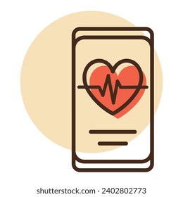 Frecuencia de latido en el icono vector del teléfono inteligente. Símbolo gráfico del sitio web de fitness y pérdida de peso y diseño de aplicaciones, logotipo, aplicación, interfaz de usuario