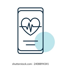 Heartbeat rate in smart phone vector icon. Graph symbol for fitness and weight loss web site and apps design, logo, app, UI
