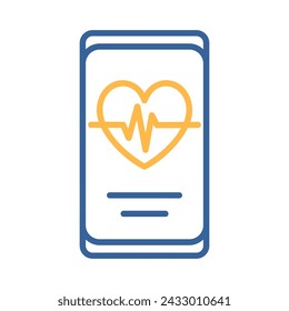 Heartbeat rate in smart phone vector icon. Graph symbol for fitness and weight loss web site and apps design, logo, app, UI
