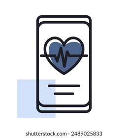 Heartbeat rate in smart phone vector icon. Graph symbol for fitness and weight loss web site and apps design, logo, app, UI