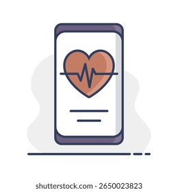 Heartbeat rate in smart phone vector icon. Graph symbol for fitness and weight loss web site and apps design, logo, app, UI