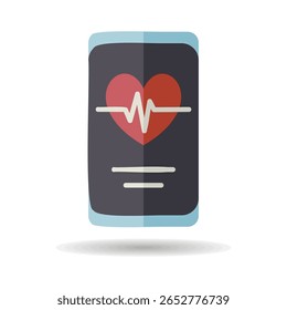 Taxa de pulsação no ícone de vetor de telefone inteligente. Símbolo gráfico para fitness e perda de peso web site e apps design, logotipo, app, UI