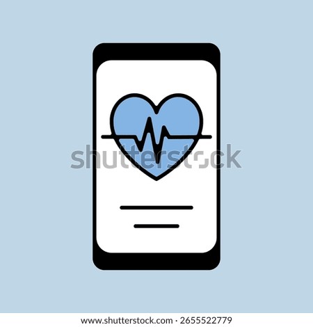 Heartbeat rate in smart phone vector icon. Graph symbol for fitness and weight loss web site and apps design, logo, app, UI