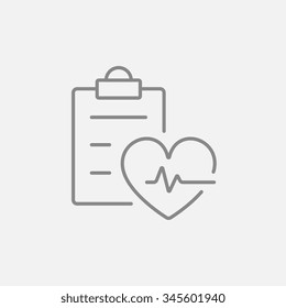 Heartbeat record line icon for web, mobile and infographics. Vector dark grey icon isolated on light grey background.