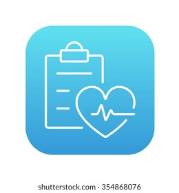 Heartbeat record line icon for web, mobile and infographics. Vector white icon on the blue gradient square with rounded corners isolated on white background.