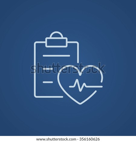 Heartbeat record line icon for web, mobile and infographics. Vector light blue icon isolated on blue background.