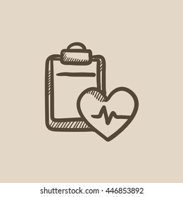 Heartbeat record vector sketch icon isolated on background. Hand drawn Heartbeat record icon. Heartbeat record sketch icon for infographic, website or app.
