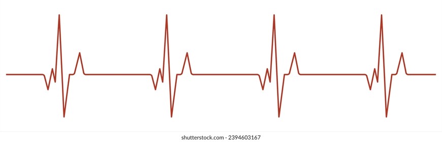 Heartbeat red cardiogram. Cardiogram with straight line. Pulse, ecg, ekg, hertbeat, electrocardiogram, graph, rhythm cardioid concept. Heartbeat pulse hospital logo sign.
