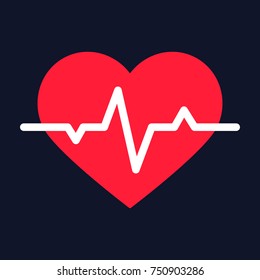 Heartbeat Red Color. Icons Objects. 