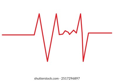 Heartbeat red pulse vector line icon. Pulse isolated on white background. Heart beat, cardiogram. Vector illustration for medical offers and websites.