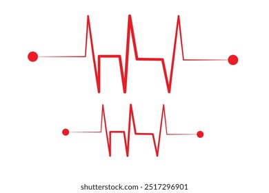 Heartbeat red pulse vector line icon. Pulse isolated on white background. Heart beat, cardiogram. Vector illustration for medical offers and websites.