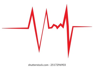 Heartbeat red pulse vector line icon. Pulse isolated on white background. Heart beat, cardiogram. Vector illustration for medical offers and websites.