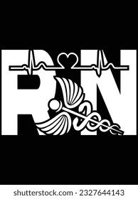 Heartbeat RN vector art design, eps file. design file for t-shirt. SVG, EPS cuttable design file