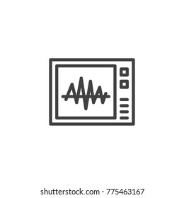 Heartbeat screen line icon, outline vector sign, linear style pictogram isolated on white. Electrocardiogram symbol, logo illustration. Editable stroke