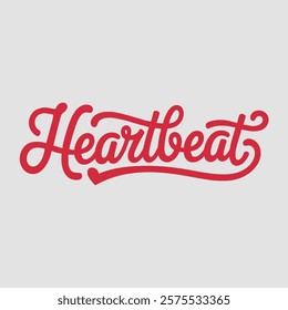 Heartbeat script text typography valentine vector  transparent background